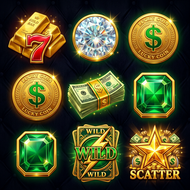 Todos los símbolos del slot Money Coming